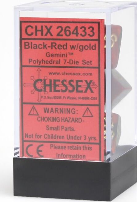 7-Set Cube Gemini Black and Red with Gold