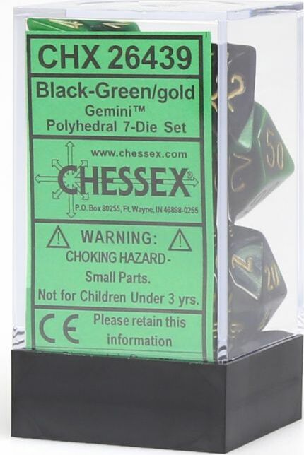 7-Set Cube Gemini Black and Green with Gold