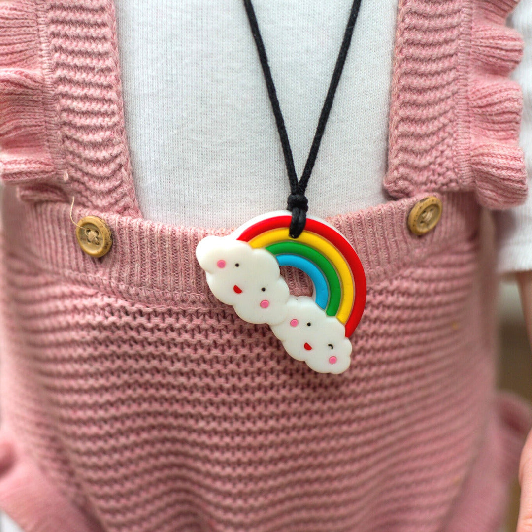 Kids Chew Pendants: Bright Rainbow