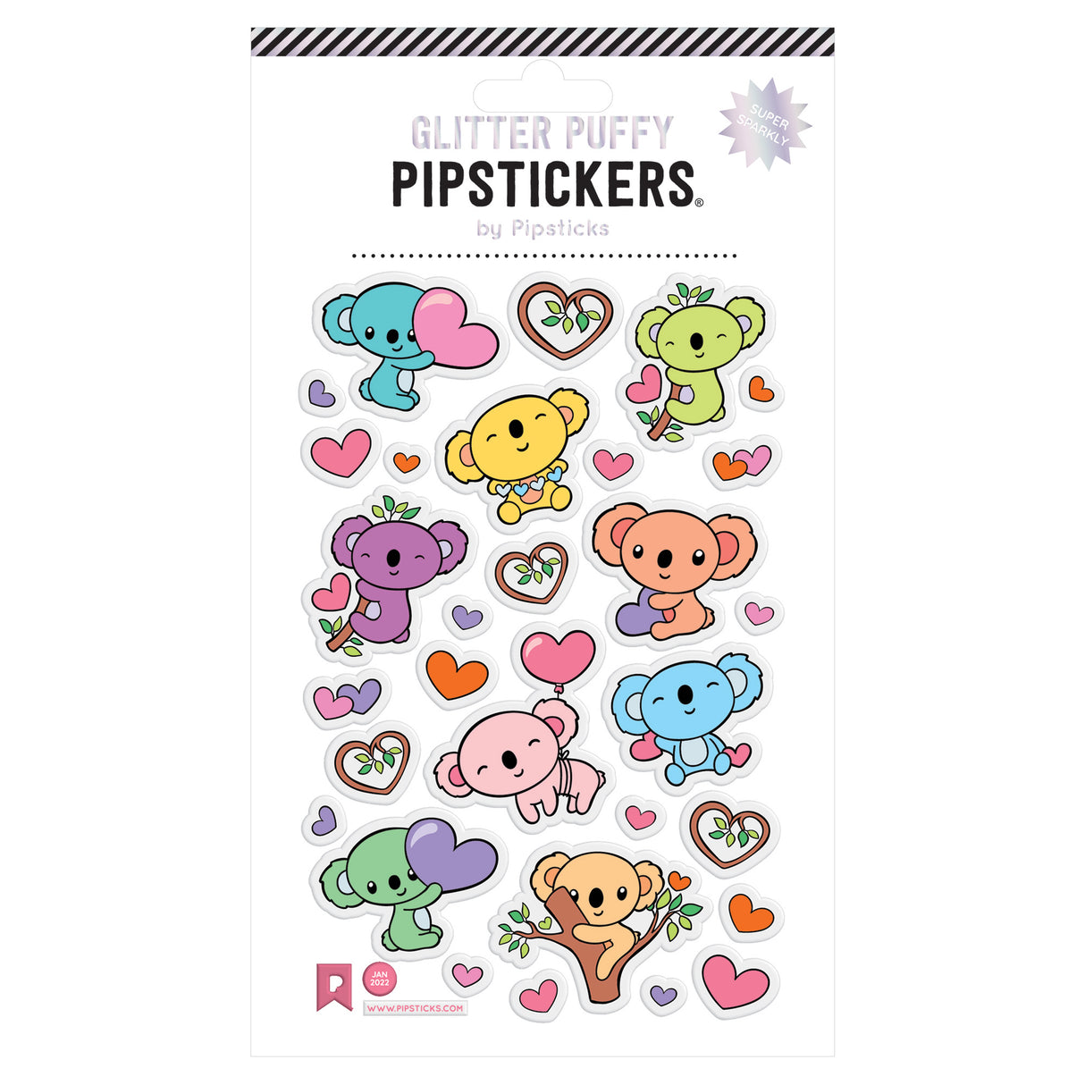 Pipsticks Glitter Puffy: Pastel Koalas