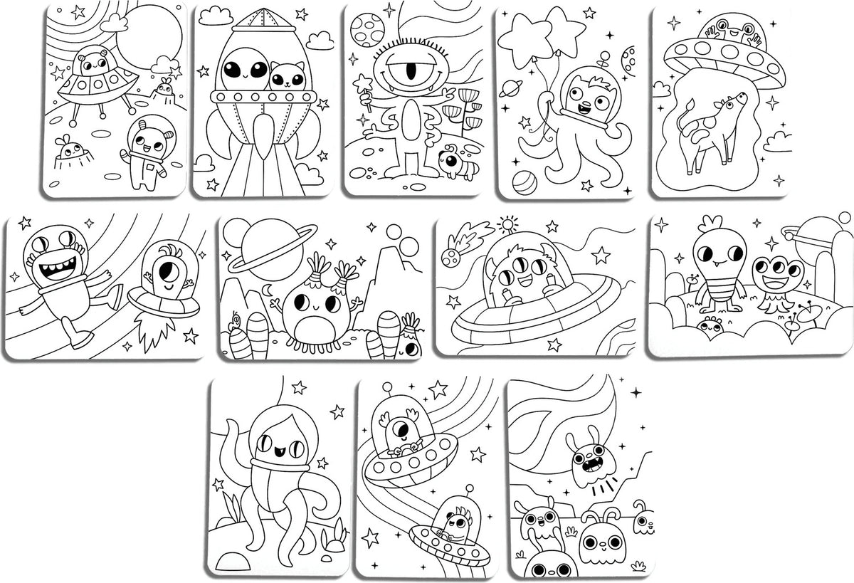 Undercover Art Hidden Pattern Coloring Activity Art Cards - Monster Aliens