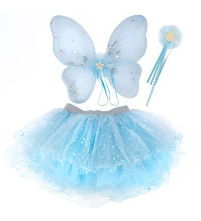 Iridescent Celestial Fairy Wings, Tutu & Wand Set