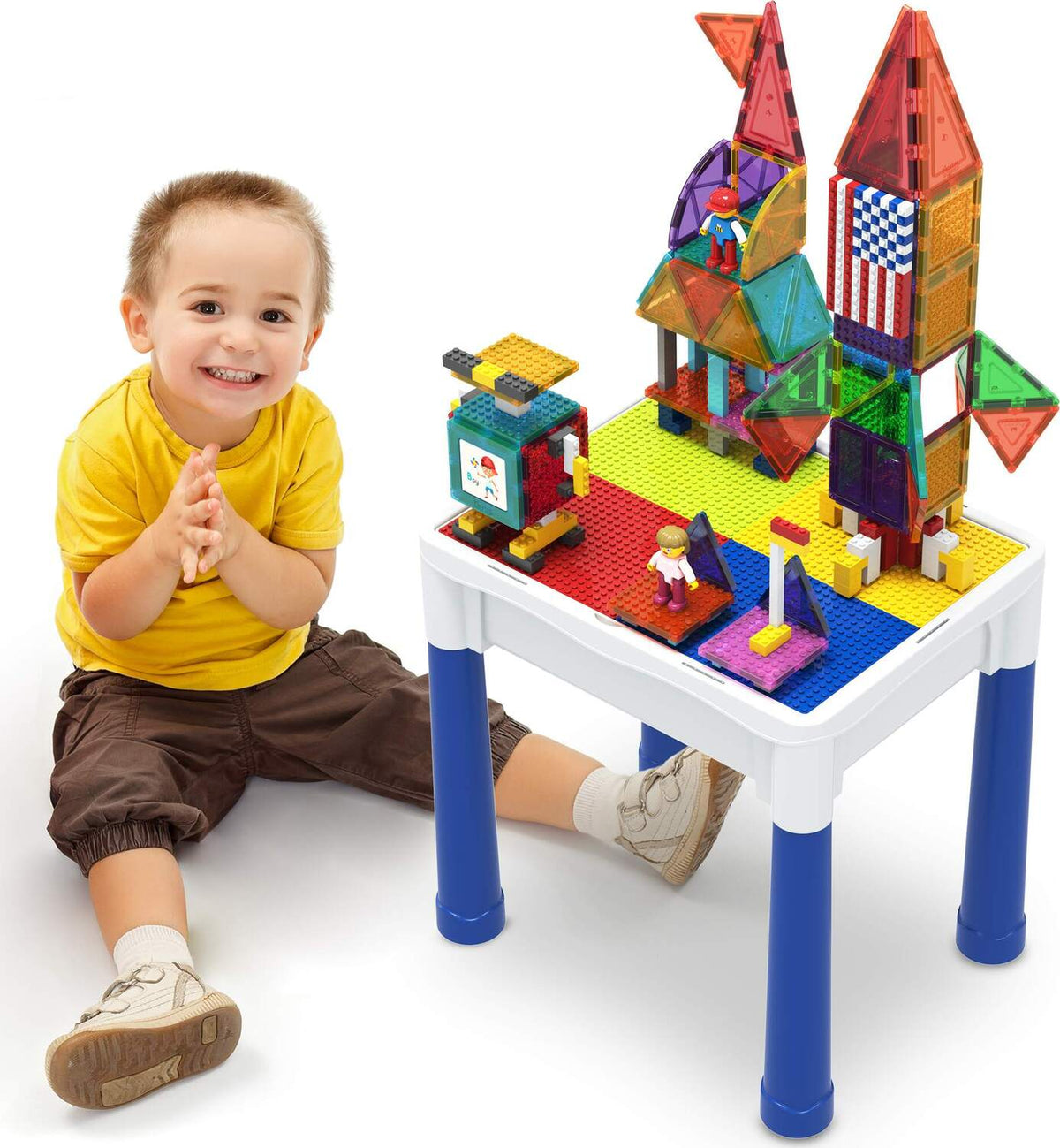 PicassoTiles 316pcs Building Brick Activity Play Table Set