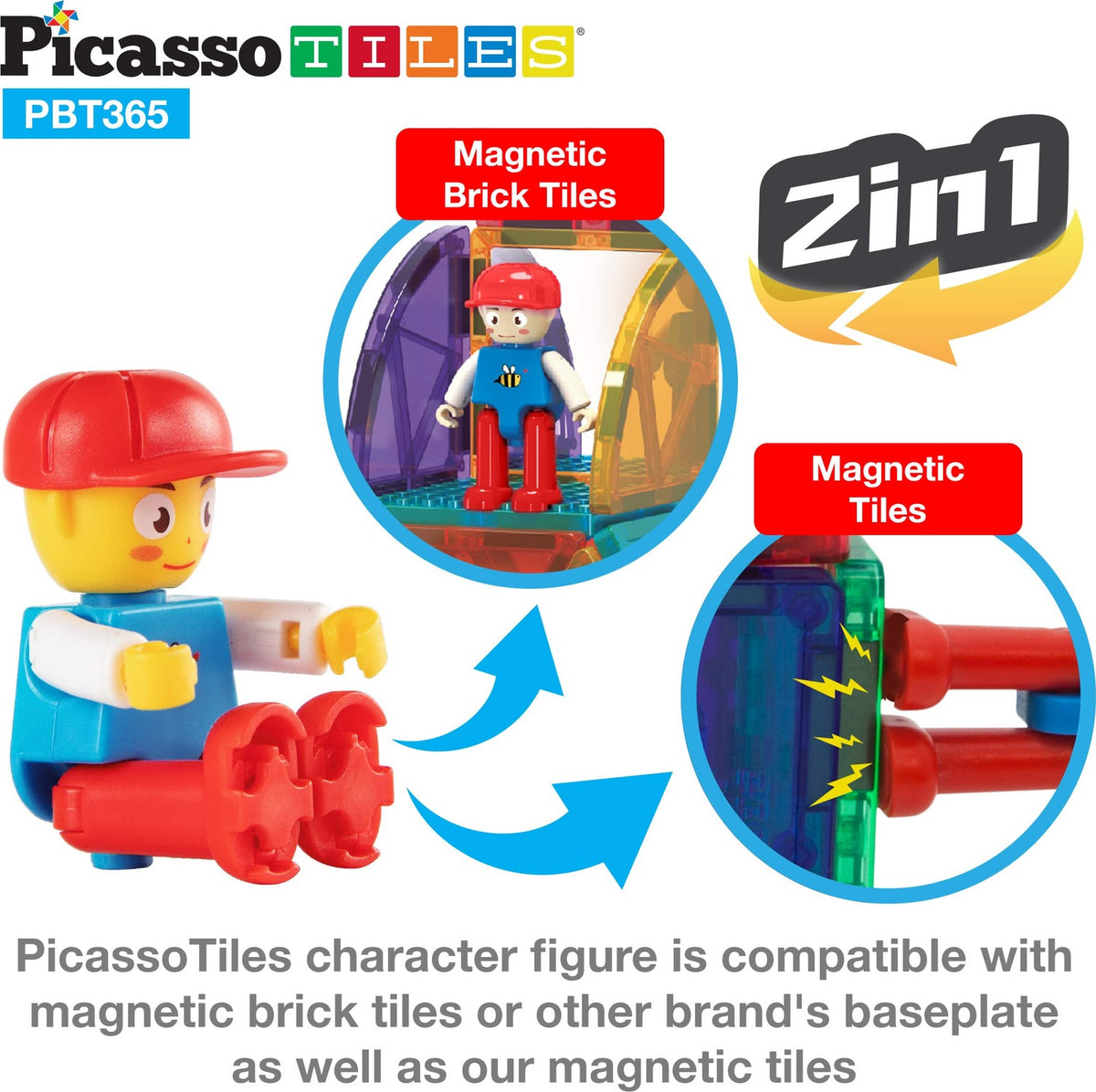 PicassoTiles 316pcs Building Brick Activity Play Table Set