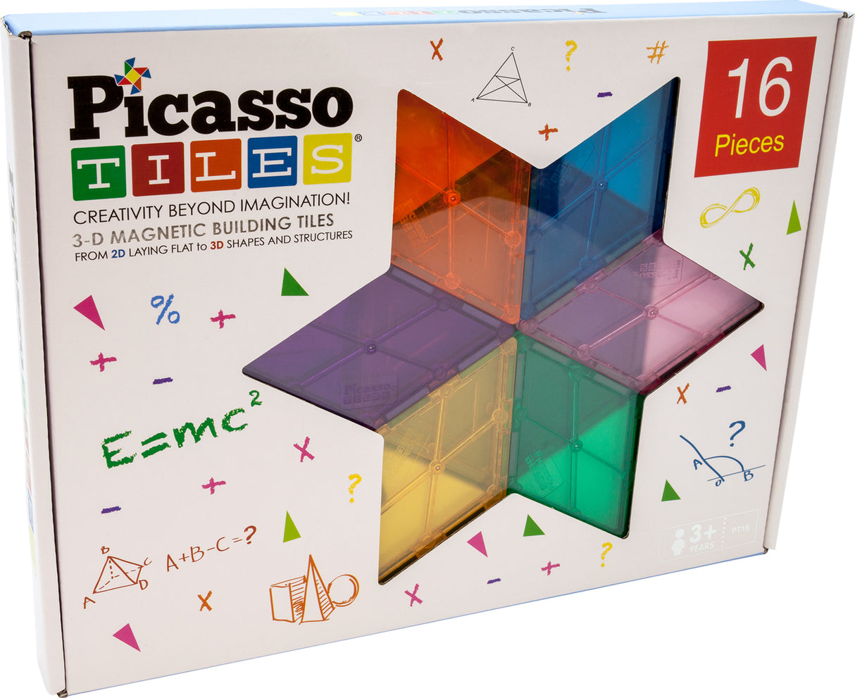 PicassoTiles 16 Piece Geometry Magnetic Building Block Set