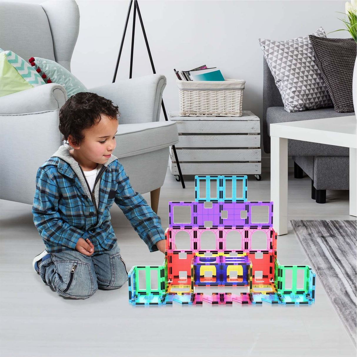 PicassoTiles 42pc Magnet Building Tiles 6 Different Shapes