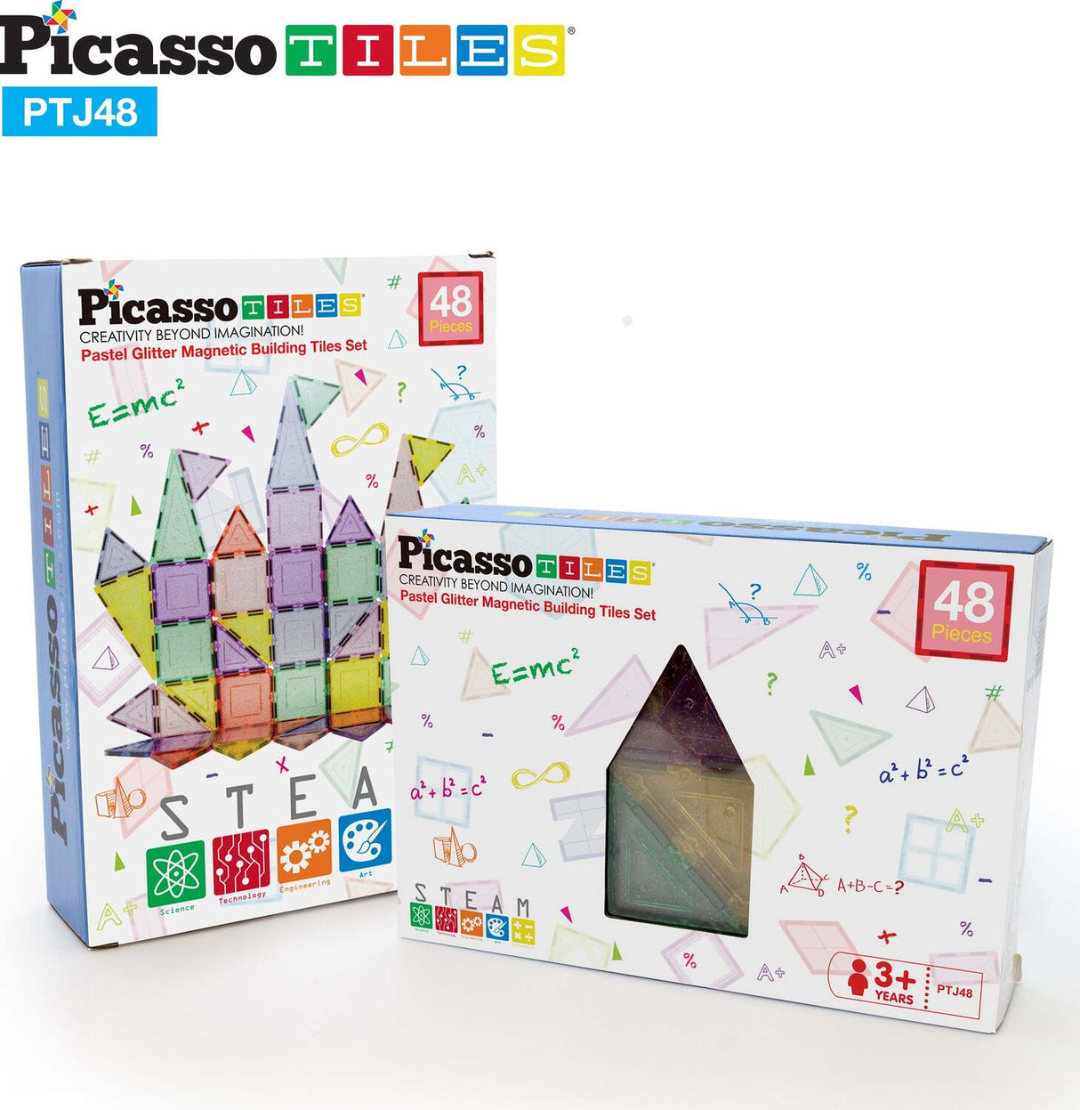 PicassoTiles Magnetic Tiles Building Set with Glitter Tiles