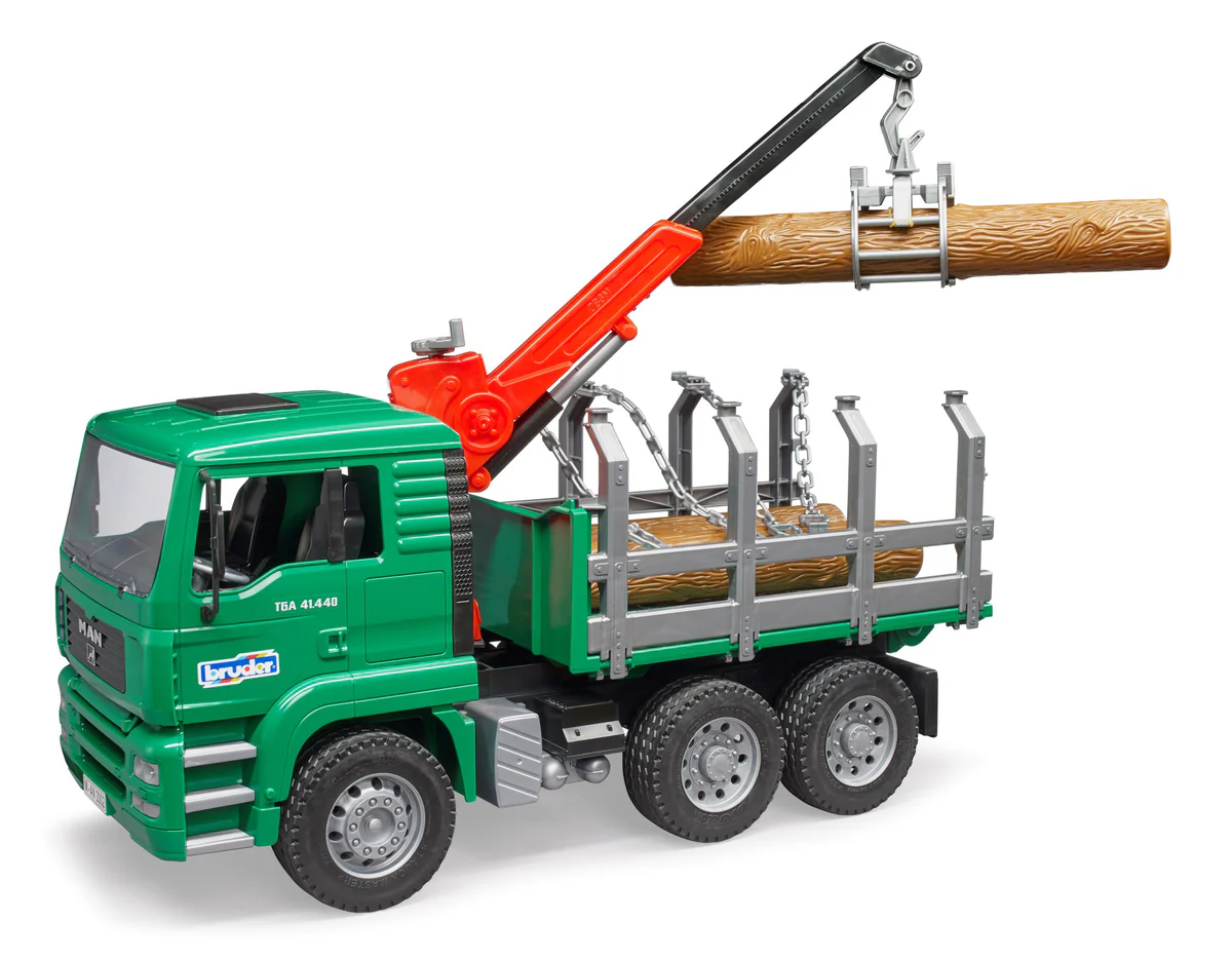 MAN Timber truck with loading crane and 3 trunks