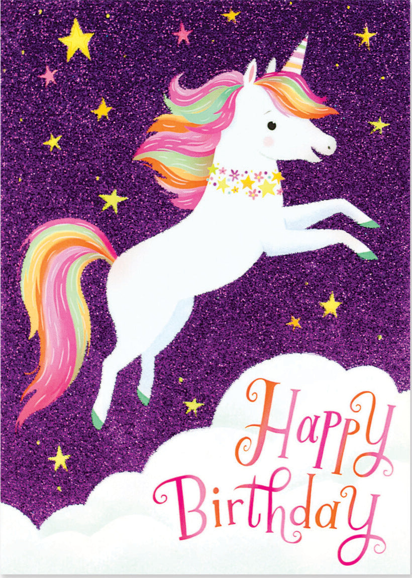 Card: Flying Unicorn Glitter