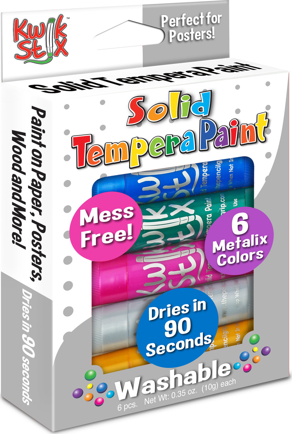 Kwikstix Tempera Paint 6 Metalix Colors