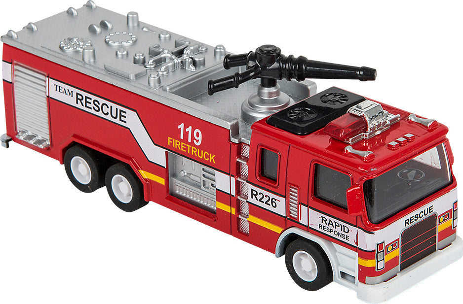 7" Die-cast Pull Back Light/ Sound Fire Engine 1:32 Scale