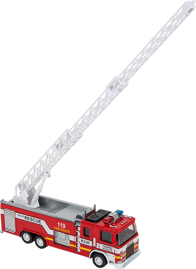 7" Die-cast Pull Back Light/ Sound Fire Engine 1:32 Scale