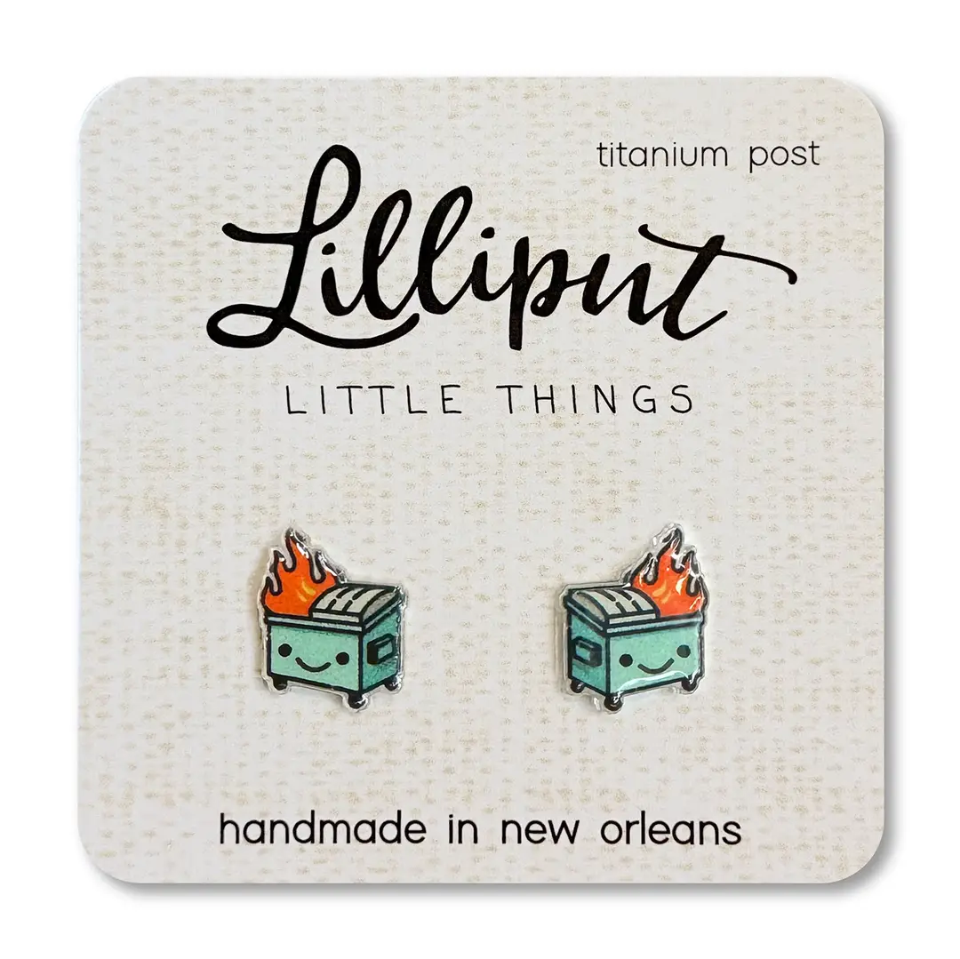 Lilliput Earrings: Dumpster Fire