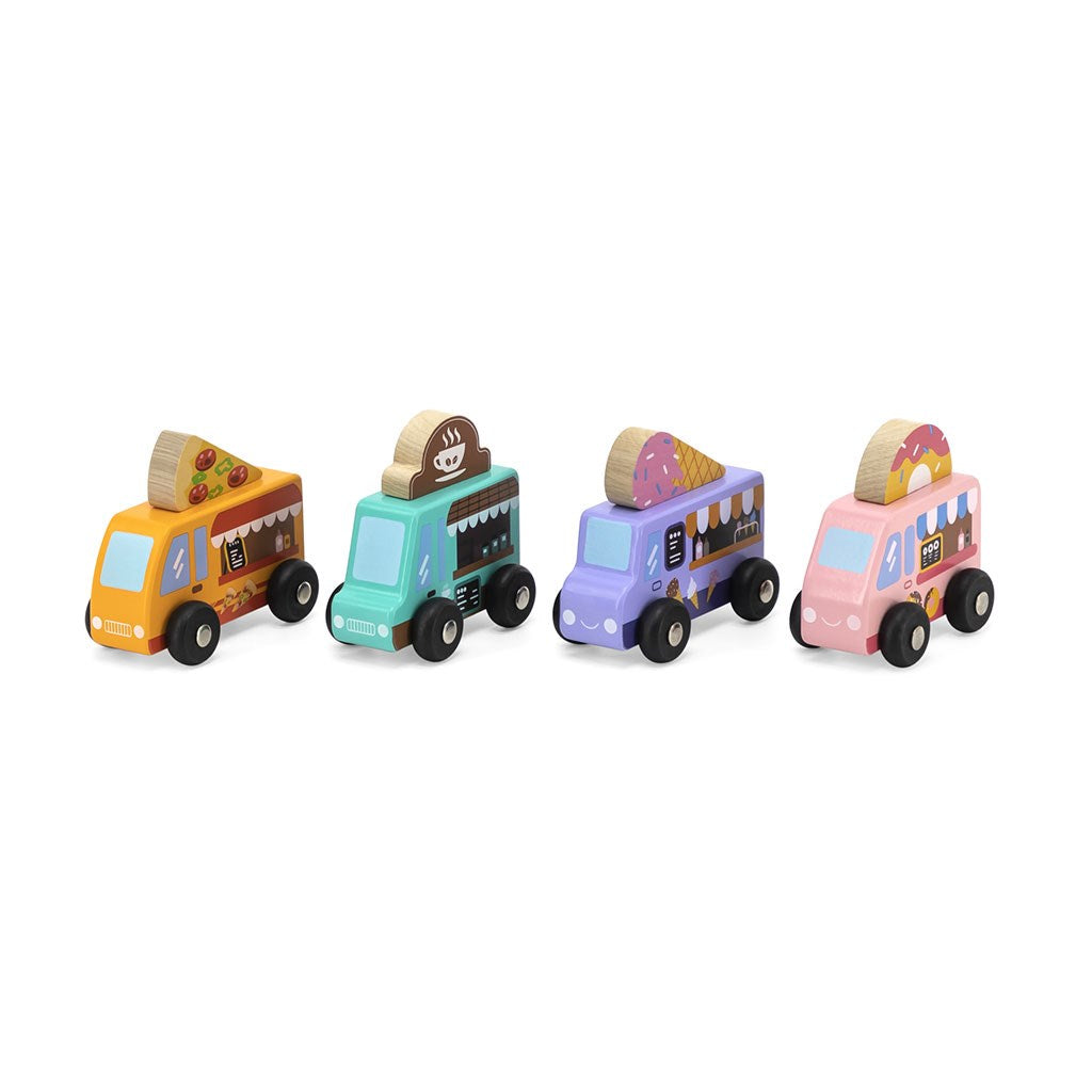 Wooden Mini Food Trucks 4pk