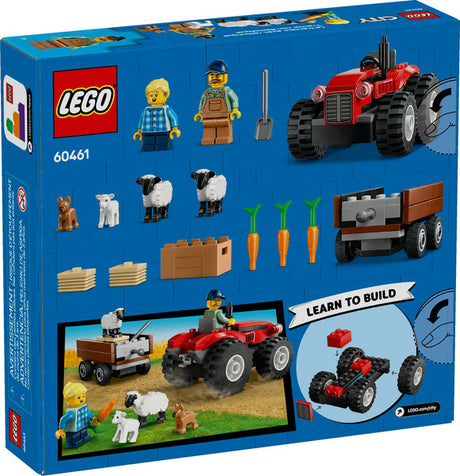 City: Red Farm Tractor with Trailer & Sheep