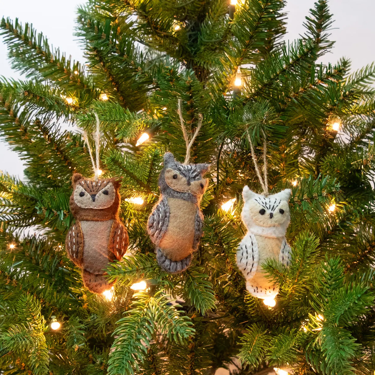 Felt Ornaments: Natural Owls