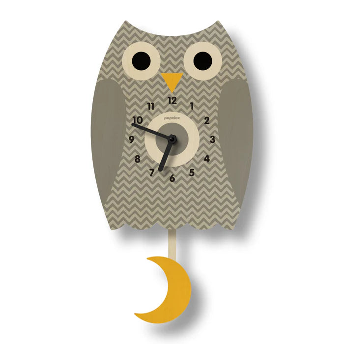 Wall Clock: Owl Gray