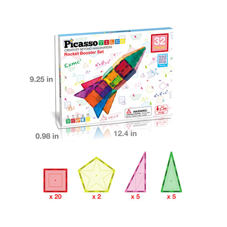 Picasso Tiles: 32pc Rocket Booster Set