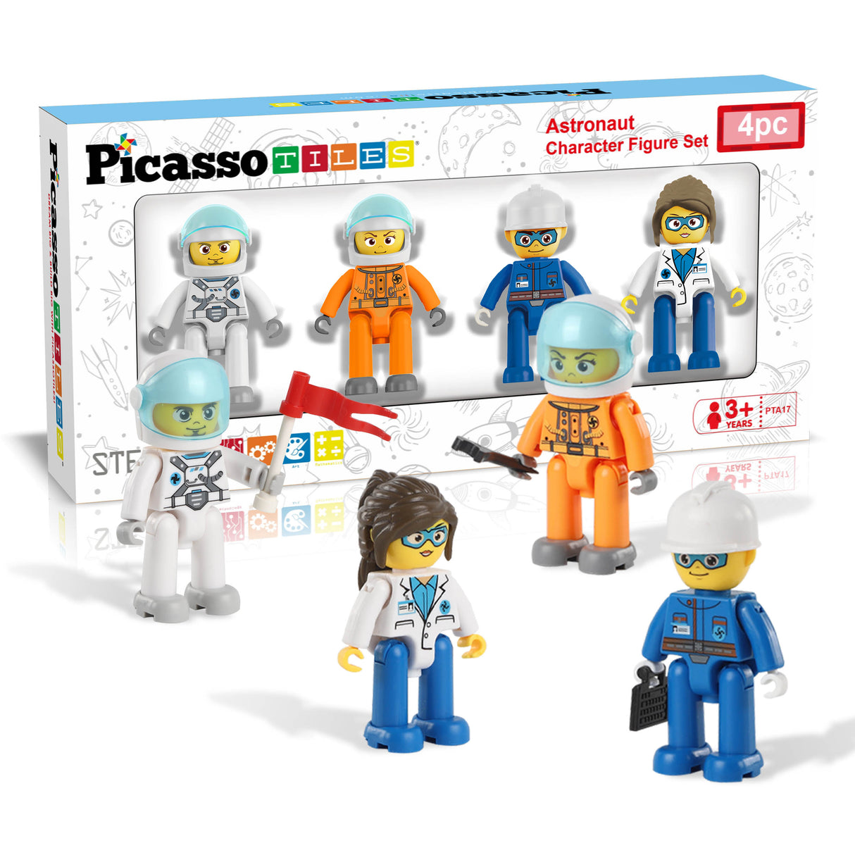 Picasso Tiles: 4 Piece Astronaut Figure Set