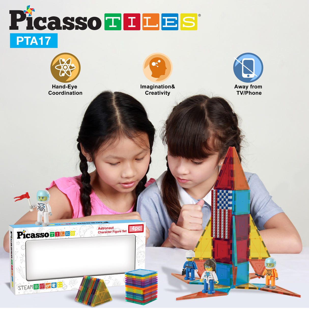 Picasso Tiles: 4 Piece Astronaut Figure Set