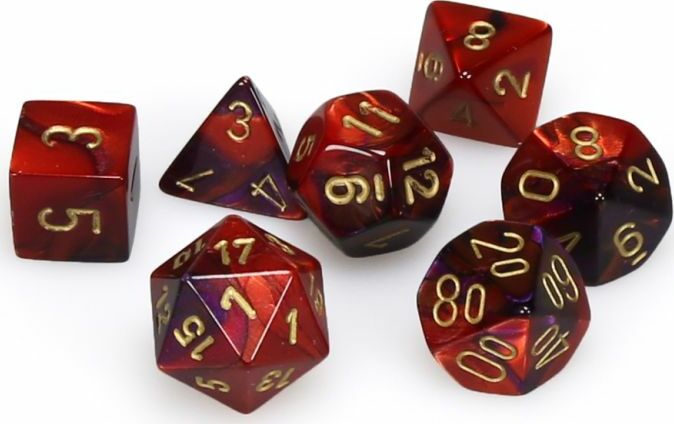 7-Set Cube Gemini Purple and Red with Gold