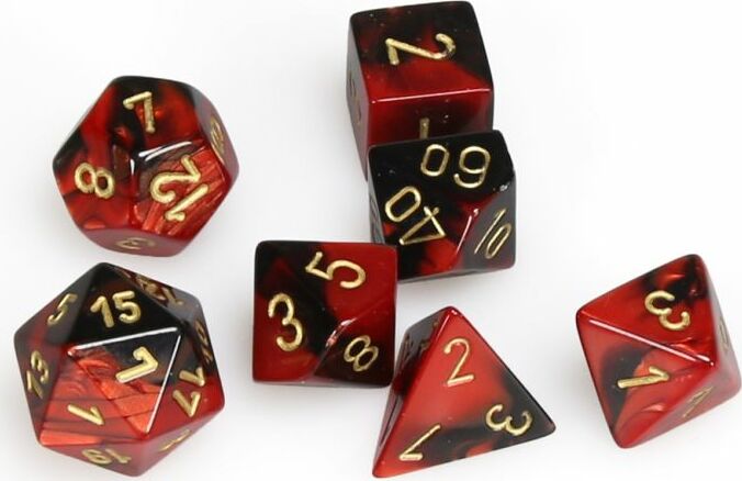 7-Set Cube Gemini Black and Red with Gold