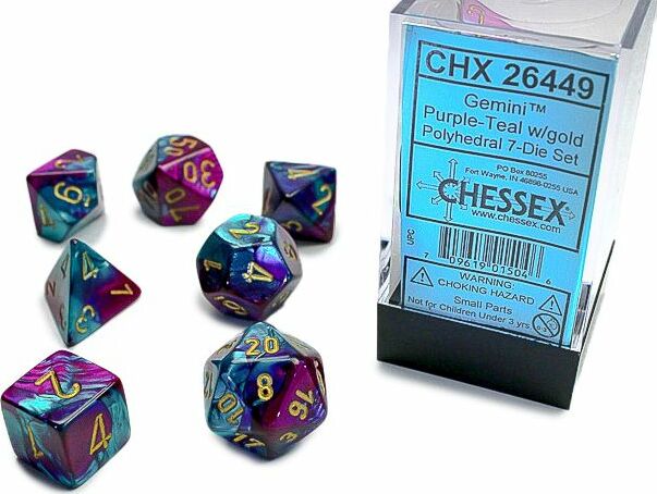 7-Set Cube Gemini Purple and Teal with Gold