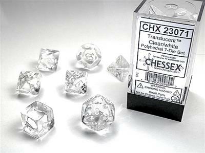 Translucent Polyhedral Clear/white 7-Die Set