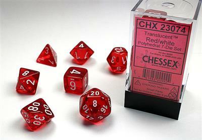 Translucent Polyhedral Red/white 7-Die Set