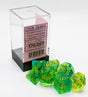 Gemini® Polyhedral Translucent Green-Teal/yellow 7-Die Set