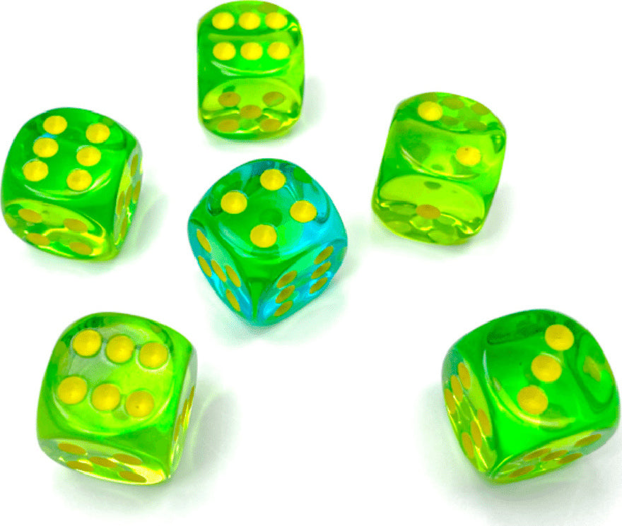 Gemini® Polyhedral Translucent Green-Teal/yellow 7-Die Set