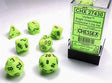 Vortex® Polyhedral Bright Green/black 7-Die Set