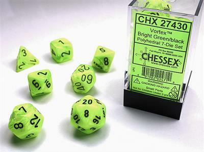 Vortex® Polyhedral Bright Green/black 7-Die Set