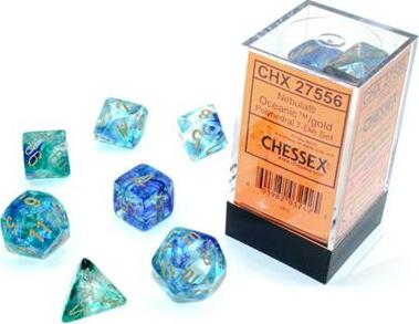 Nebula® Polyhedral Oceanic™/gold Luminary™ 7-Die Set