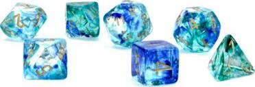 Nebula® Polyhedral Oceanic™/gold Luminary™ 7-Die Set
