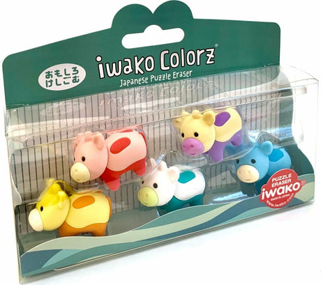 Iwako Cow 5 Colorz Erasers-12