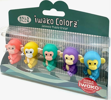 Iwako Monkey 5 Colorz Erasers-12