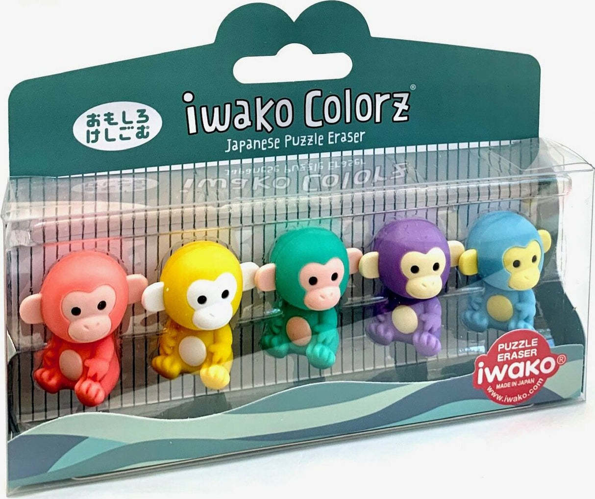 Iwako Monkey 5 Colorz Erasers-12