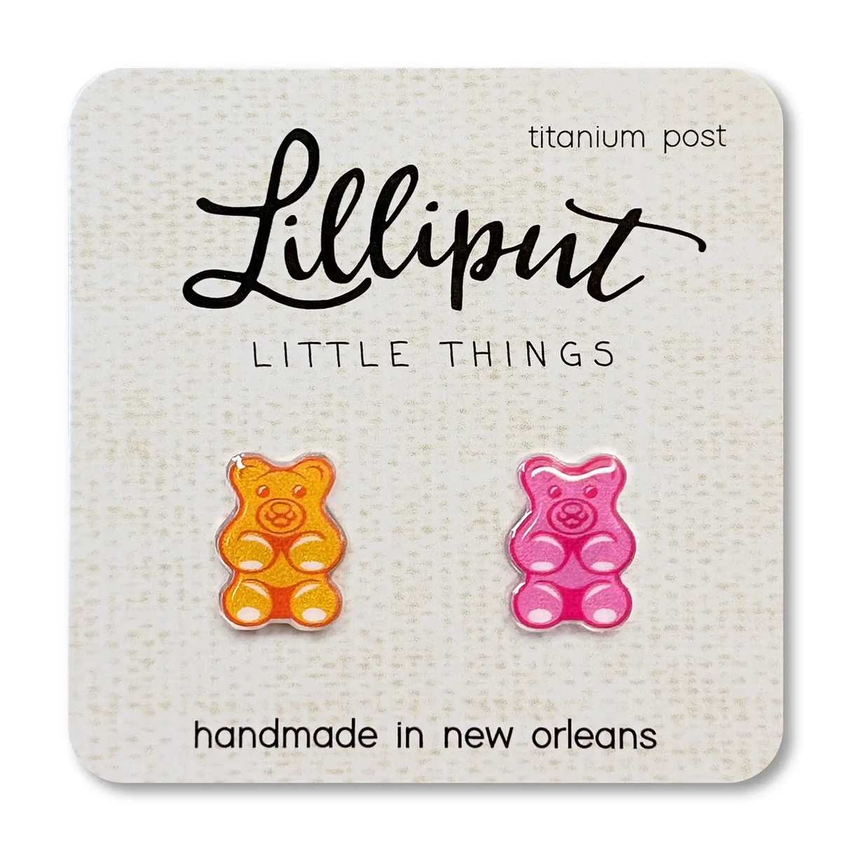 Lilliput Earrings: Gummy Bear Pink/Orange