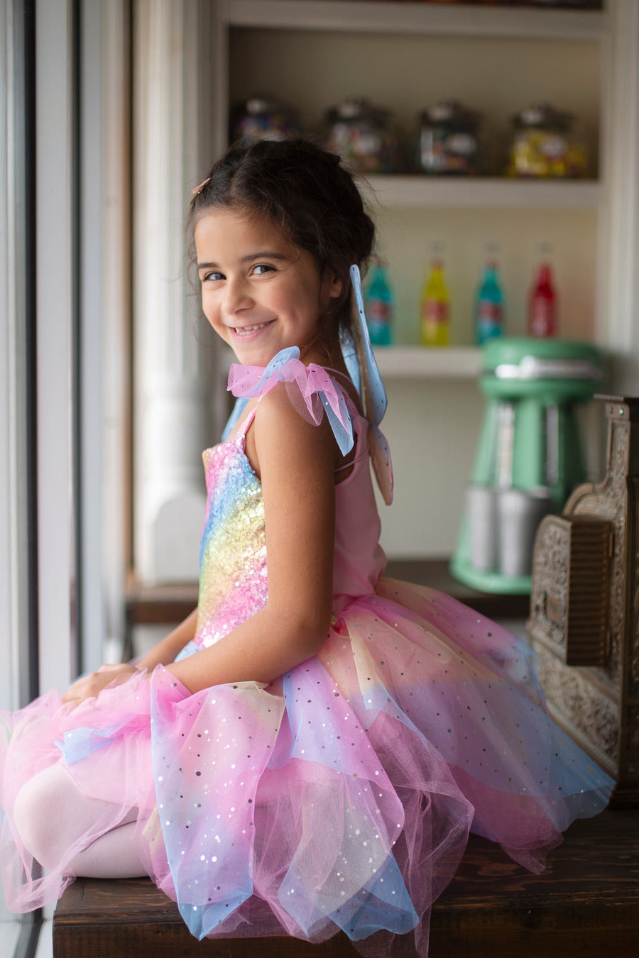 Rainbow Fairy Dress & Wings (Size 3-4)