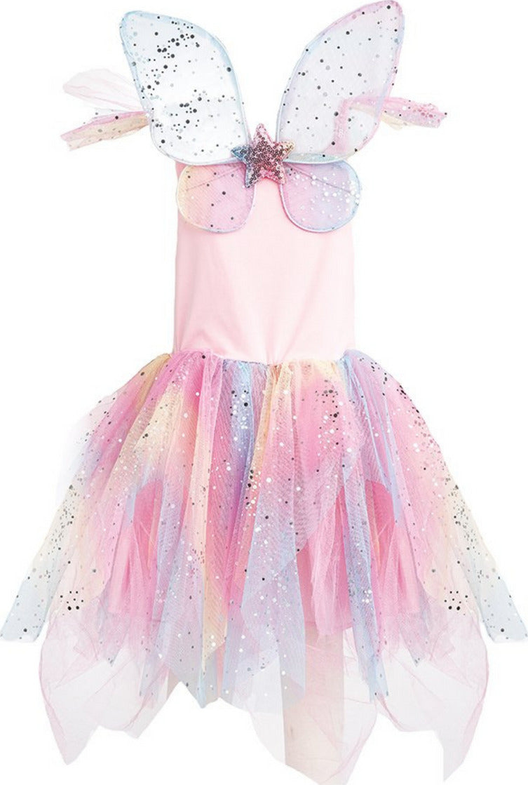 Rainbow Fairy Dress & Wings (Size 5-6)