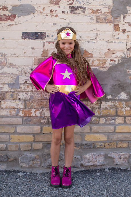 Superhero Star Dress, Cape & Headpiece