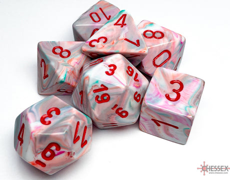 Festive Pop Art/red Polyhedral 7-Dice Set