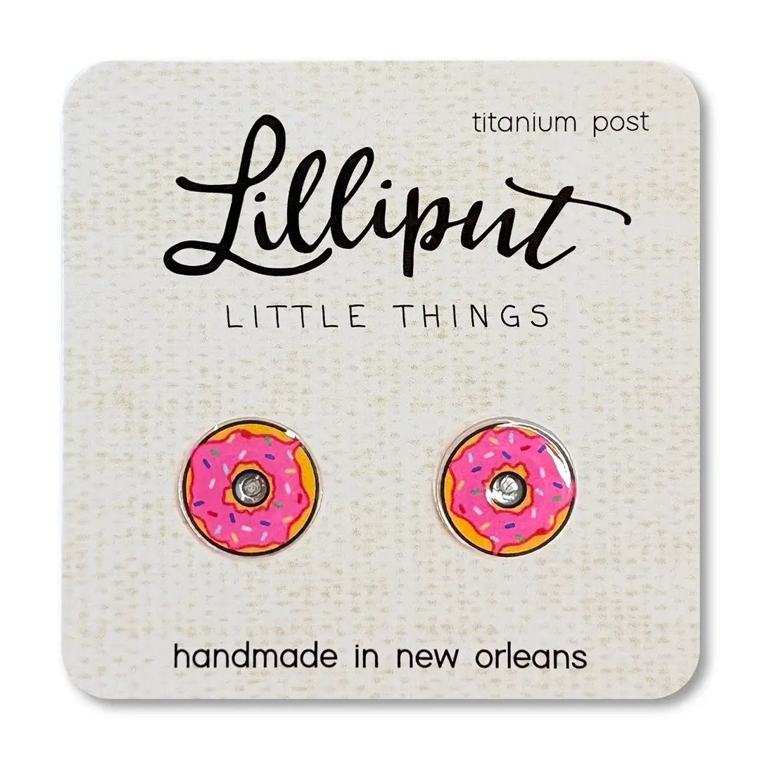 Lilliput Earrings: Pink Sprinkle Donut