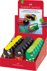 Double hole pencil Sharpener with eraser (assorted)