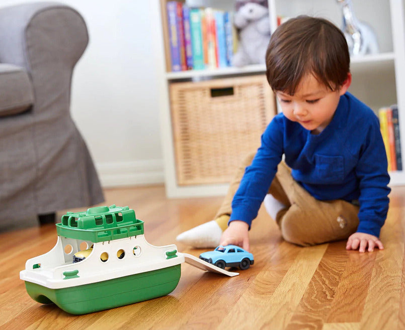 Ferry Boat with Cars (Green & White)