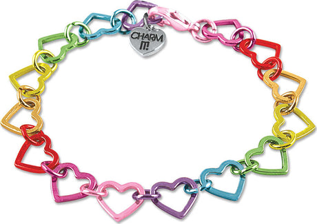 Rainbow Heart Link Bracelet