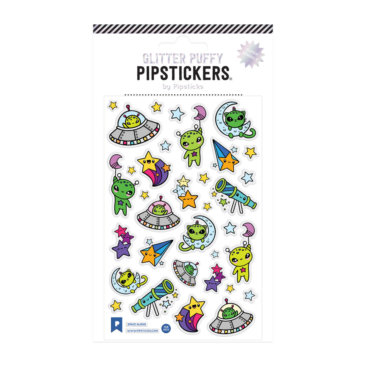 Pipsticks Glitter Puffy: Space Aliens