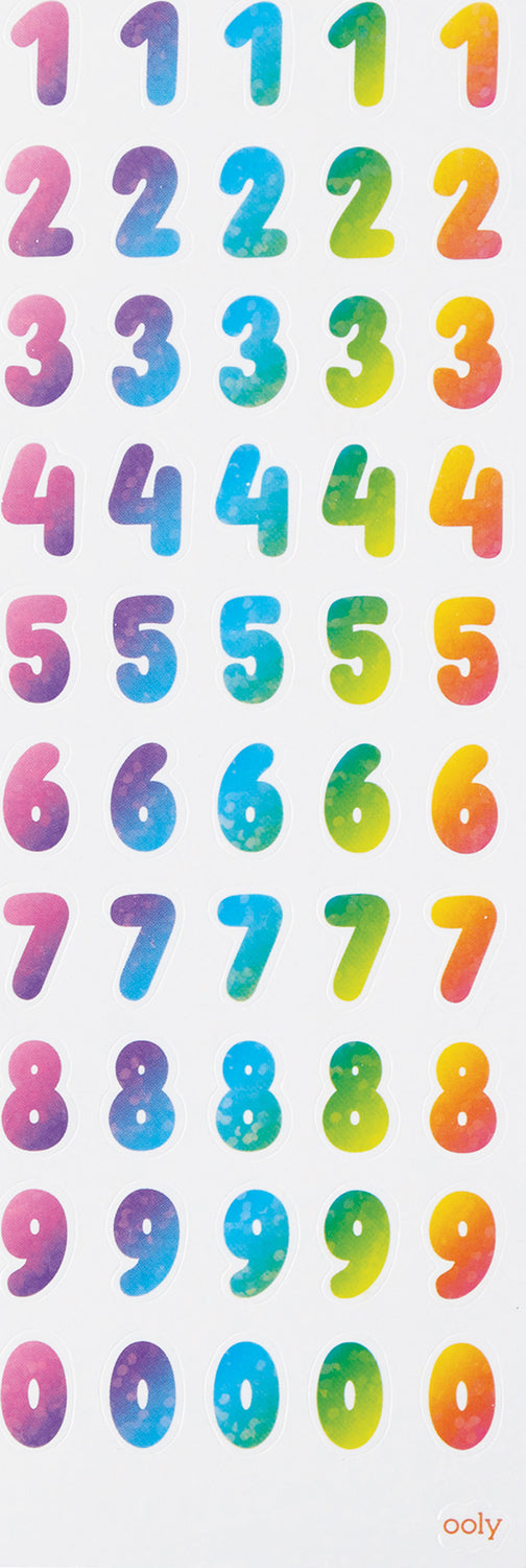 Stickiville Skinny - Rainbow Numbers (Holographic Glitter)