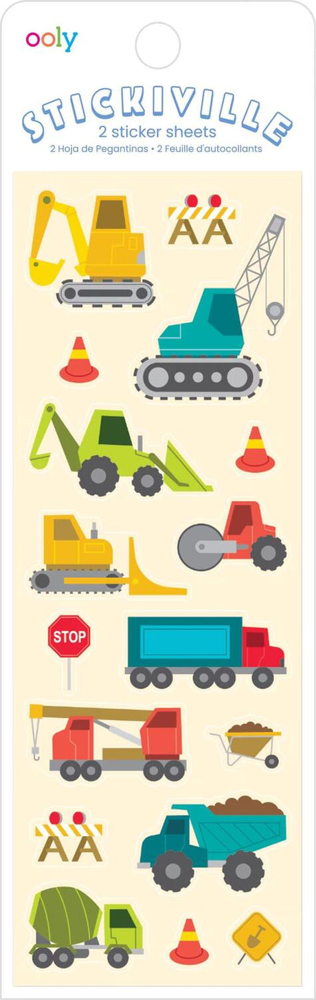 Sticikiville Stickers: Construction Vehicles - Skinny (2 Sheets)
(Paper)